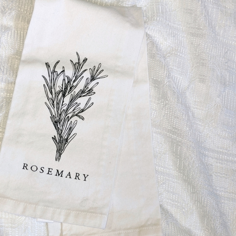 Rosemary Sketched Drawing Heavy Cotton Dishtowel